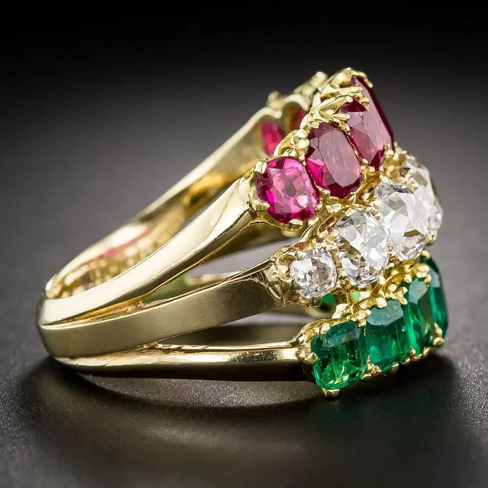 Vintage Boho Mosaic CZ Engagement Ring with Christmas Gift